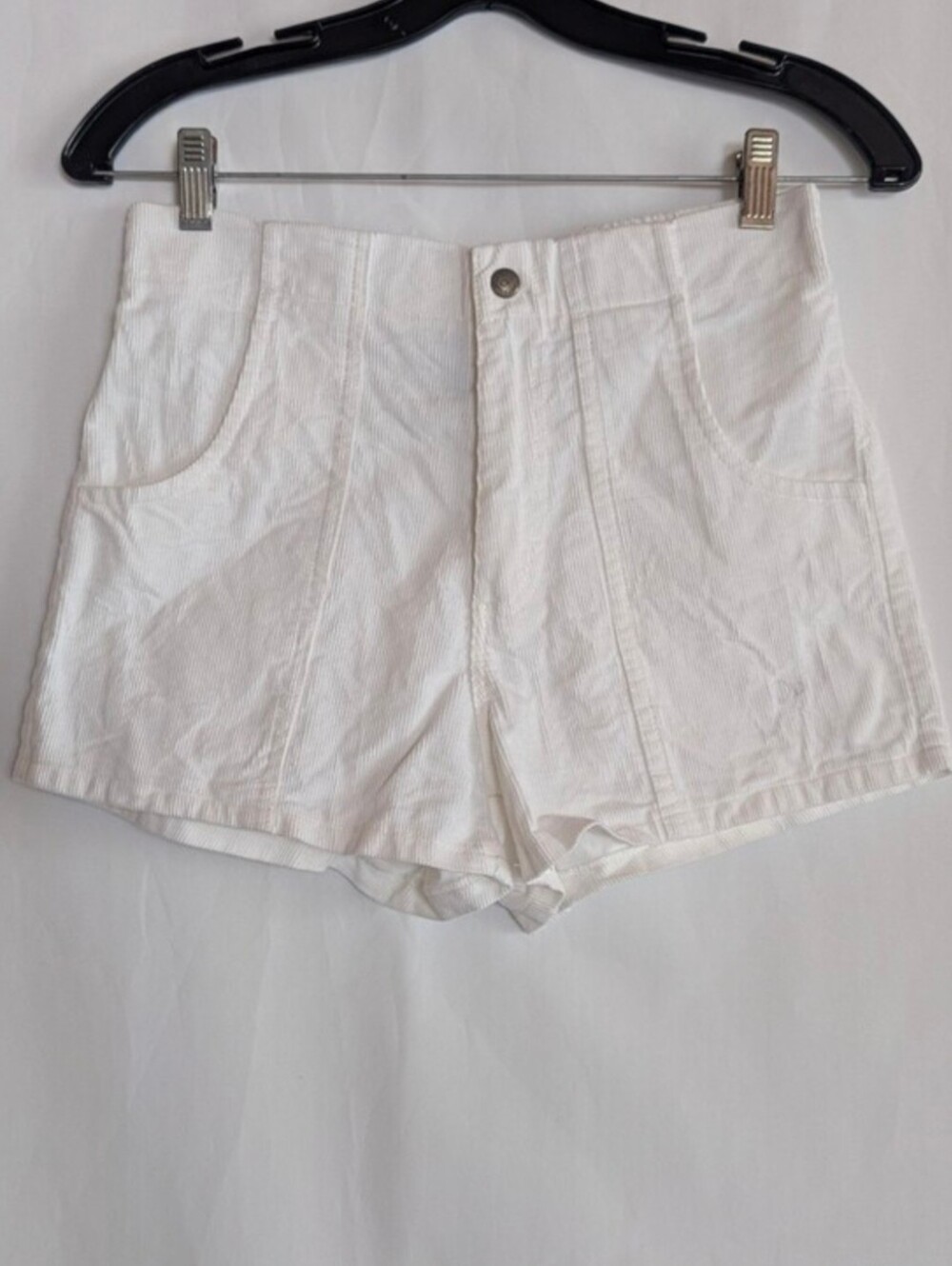 Women's XS Ocean Pacific White Corduroy High-Rise Shorts Vintage 90s